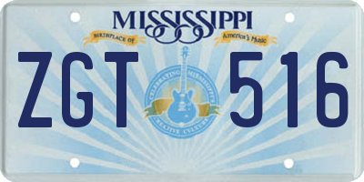 MS license plate ZGT516