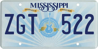 MS license plate ZGT522