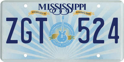 MS license plate ZGT524