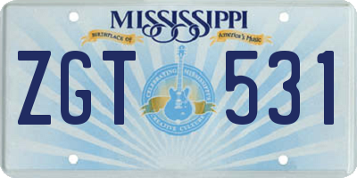 MS license plate ZGT531