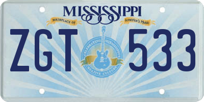 MS license plate ZGT533