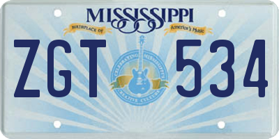 MS license plate ZGT534
