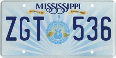 MS license plate ZGT536