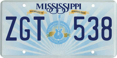MS license plate ZGT538
