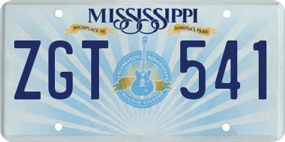 MS license plate ZGT541