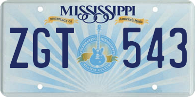 MS license plate ZGT543