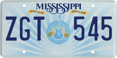 MS license plate ZGT545