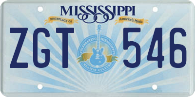 MS license plate ZGT546
