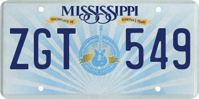 MS license plate ZGT549