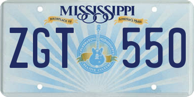 MS license plate ZGT550