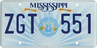 MS license plate ZGT551