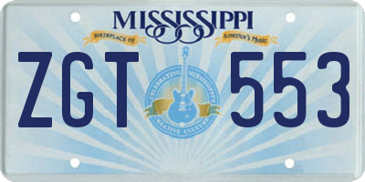 MS license plate ZGT553