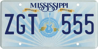 MS license plate ZGT555