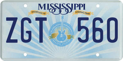 MS license plate ZGT560