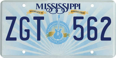 MS license plate ZGT562