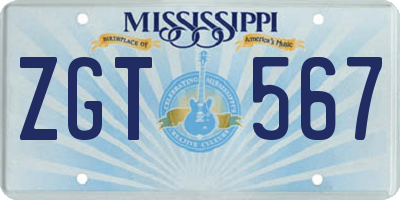 MS license plate ZGT567