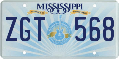 MS license plate ZGT568