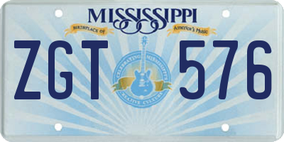MS license plate ZGT576