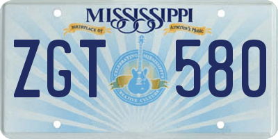 MS license plate ZGT580