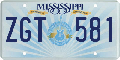 MS license plate ZGT581