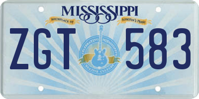 MS license plate ZGT583