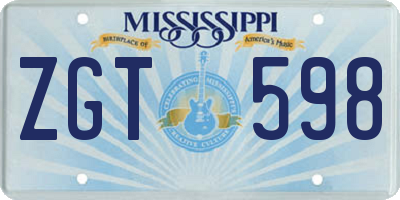 MS license plate ZGT598