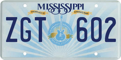MS license plate ZGT602