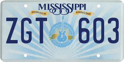 MS license plate ZGT603