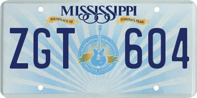 MS license plate ZGT604