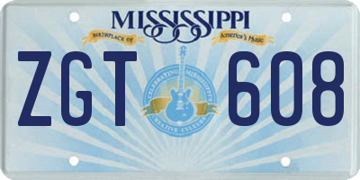 MS license plate ZGT608