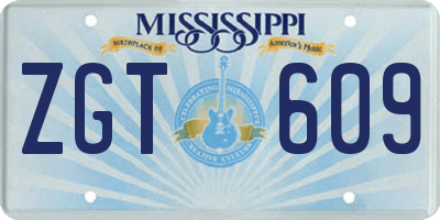 MS license plate ZGT609
