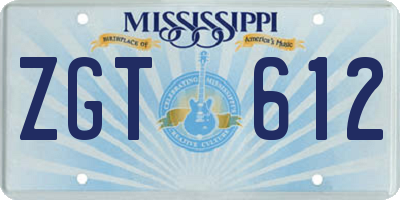 MS license plate ZGT612