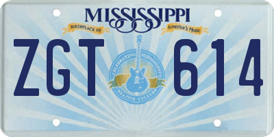 MS license plate ZGT614