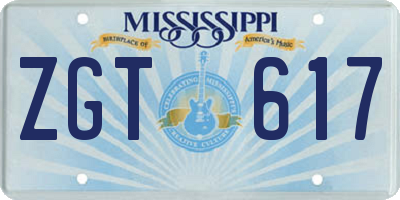 MS license plate ZGT617
