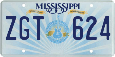 MS license plate ZGT624