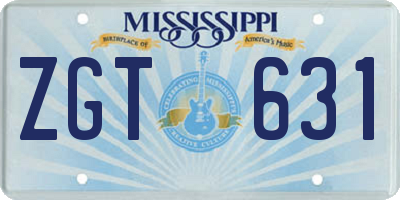 MS license plate ZGT631