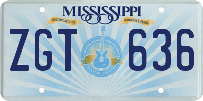 MS license plate ZGT636