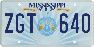 MS license plate ZGT640
