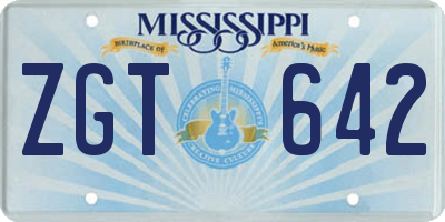MS license plate ZGT642