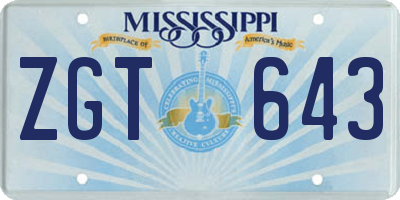 MS license plate ZGT643