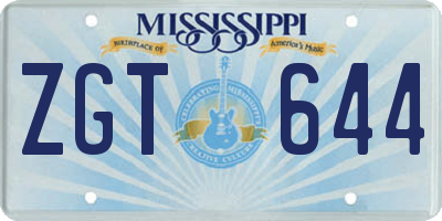 MS license plate ZGT644
