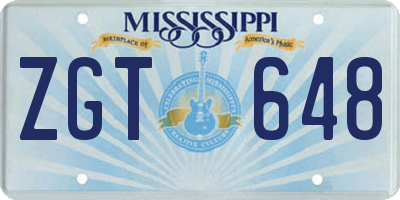 MS license plate ZGT648