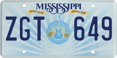 MS license plate ZGT649
