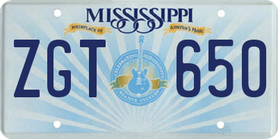 MS license plate ZGT650