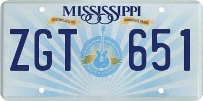 MS license plate ZGT651