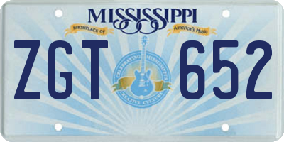 MS license plate ZGT652