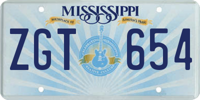 MS license plate ZGT654