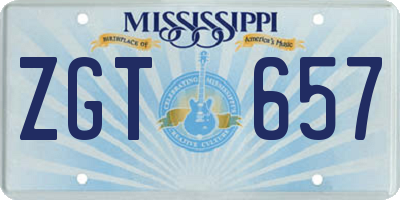 MS license plate ZGT657