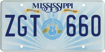MS license plate ZGT660