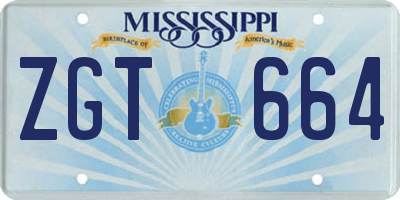 MS license plate ZGT664